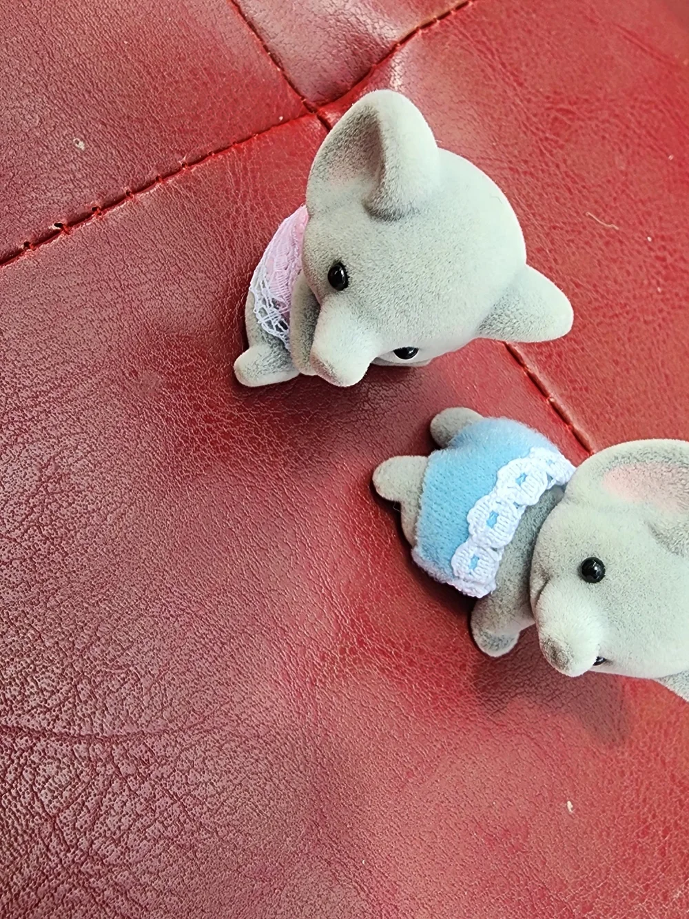Small Grey Elephant Toy - Pink and Blue Outfits